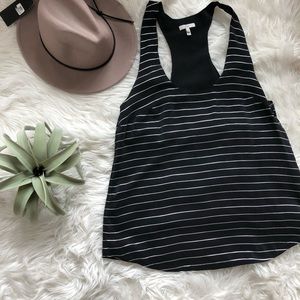 JOIE SILK black and white stripped tank racer back